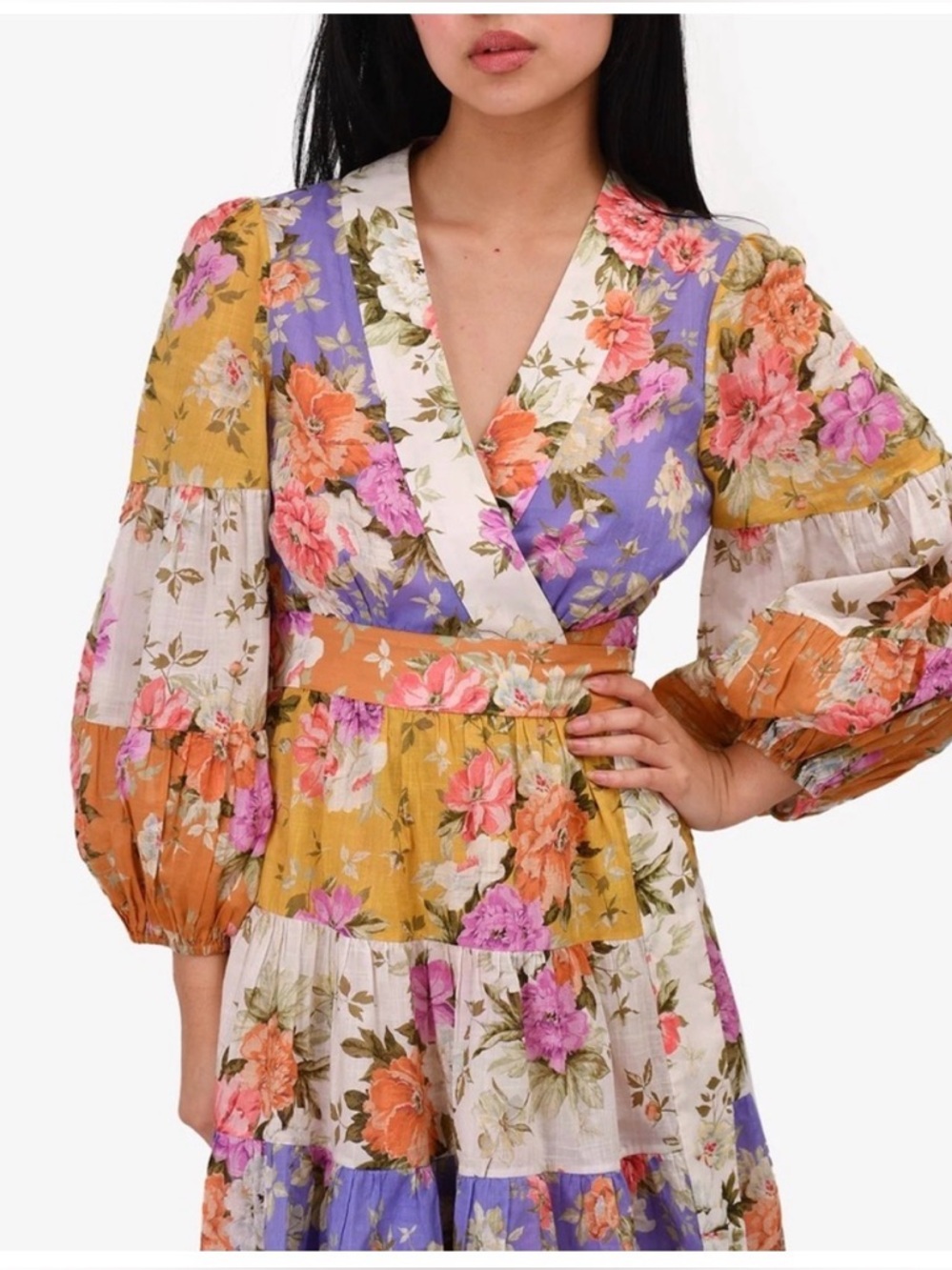 Zimmermann Multicolor Floral Wrap Mini Dress 100% cotton size Medium